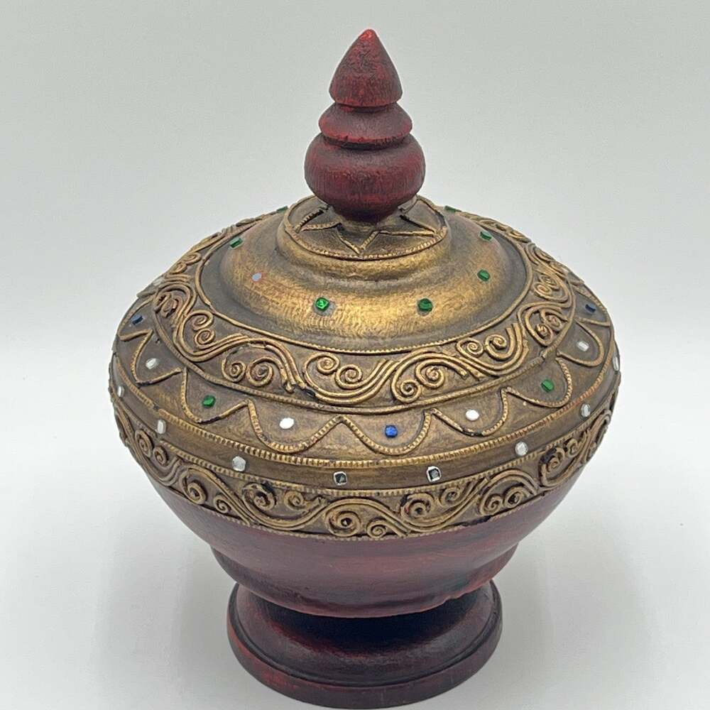 HSUN-OK - Wooden Offering Bowl Burmese Lacquered - Thailand 